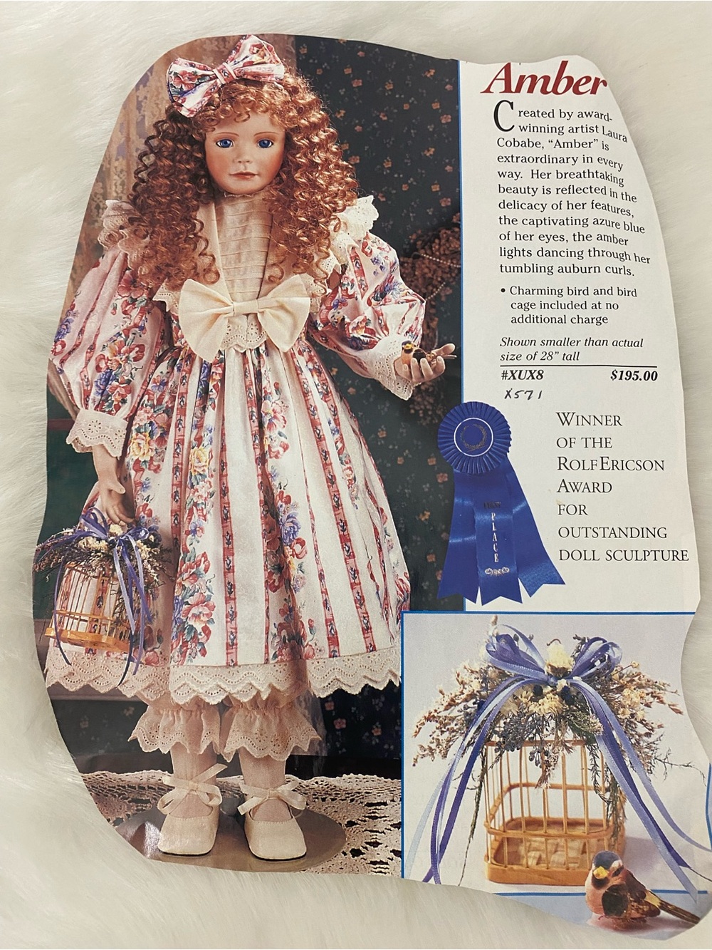 Vintage 1991 Amber porcelain doll by Laura Cobabe Hamilton Collection